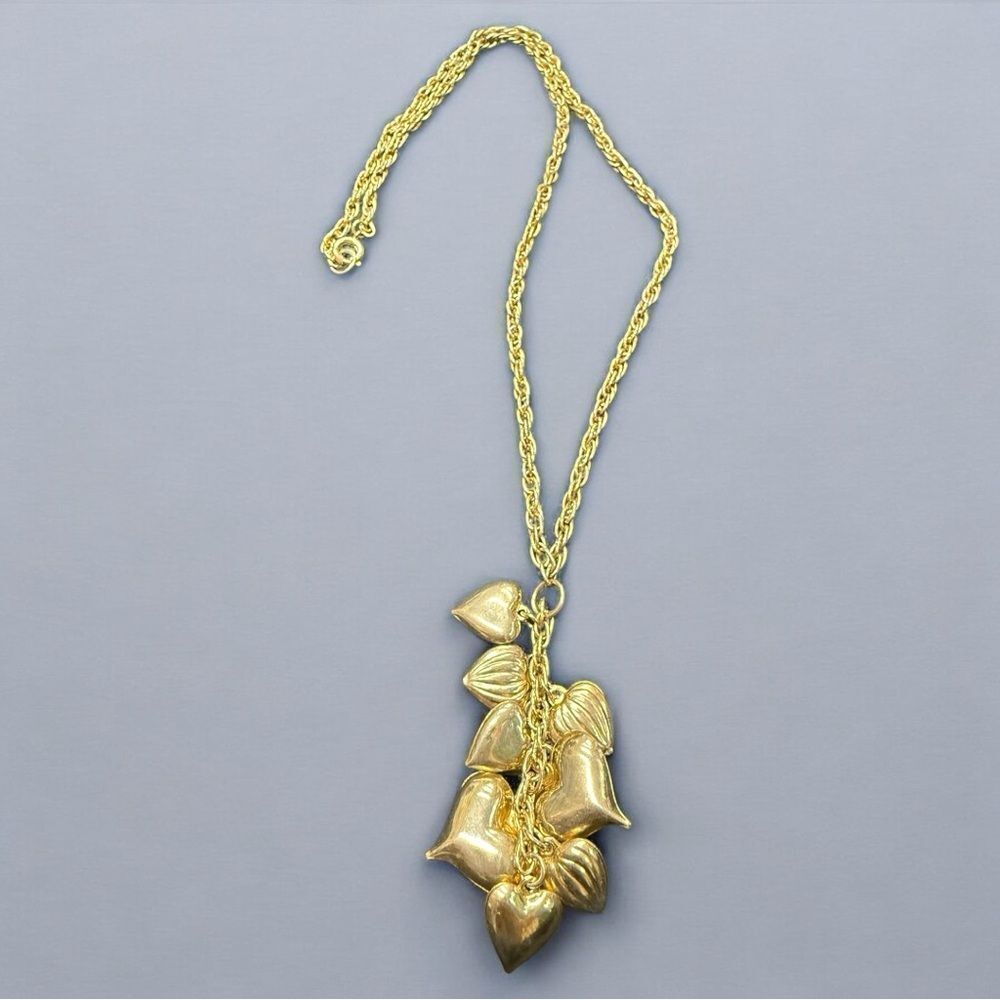 Gold Tone Necklace with Heart Charms